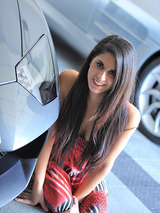 Lilly flashing by a car 08